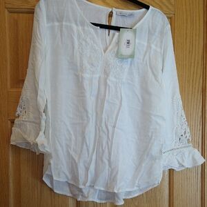White Lace Detail Women's Top